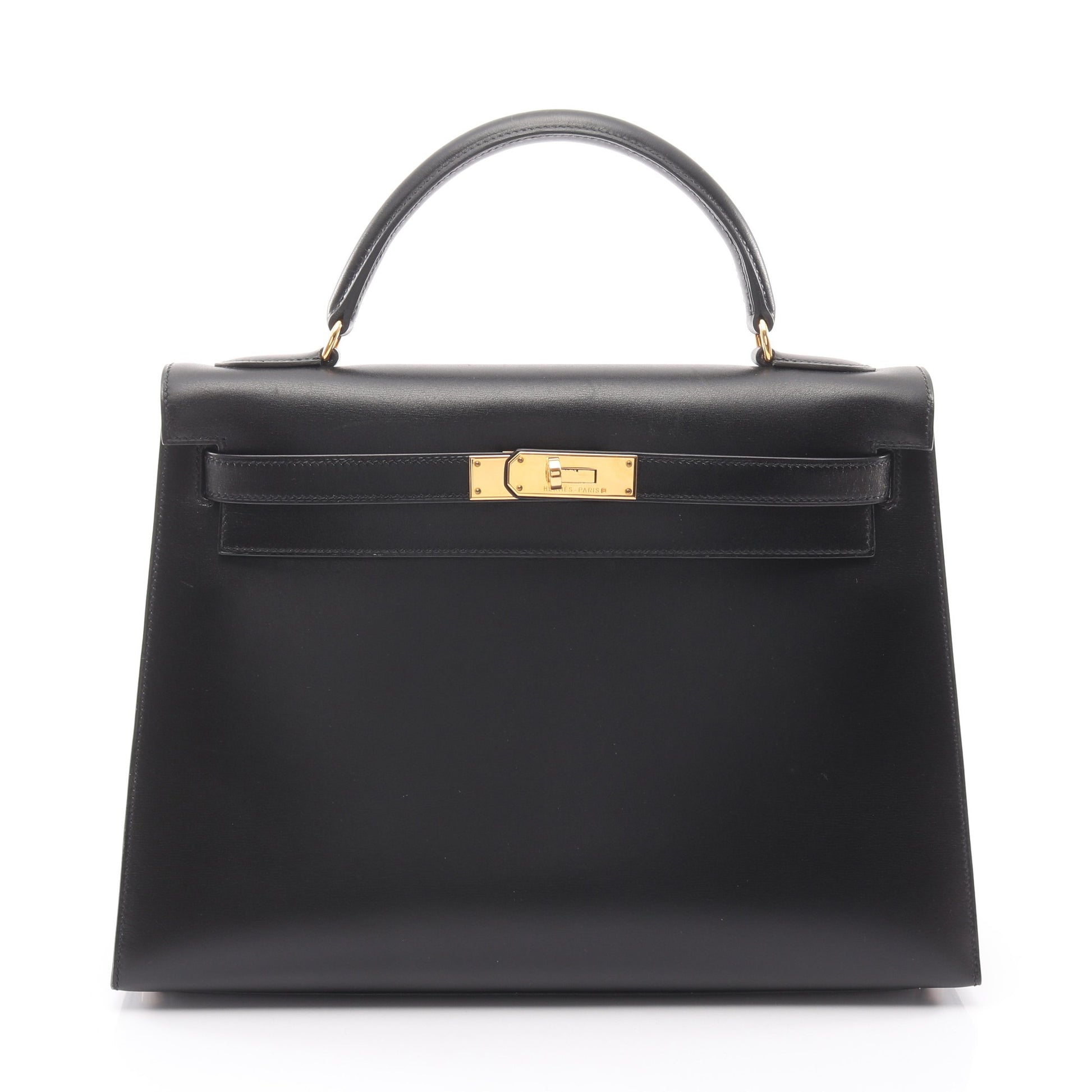 ケリー32 2WAY 外縫い ハンドバッグ ボックスカーフ ブラック ゴールド金具 ○A刻印 エルメス バッグ HERMES