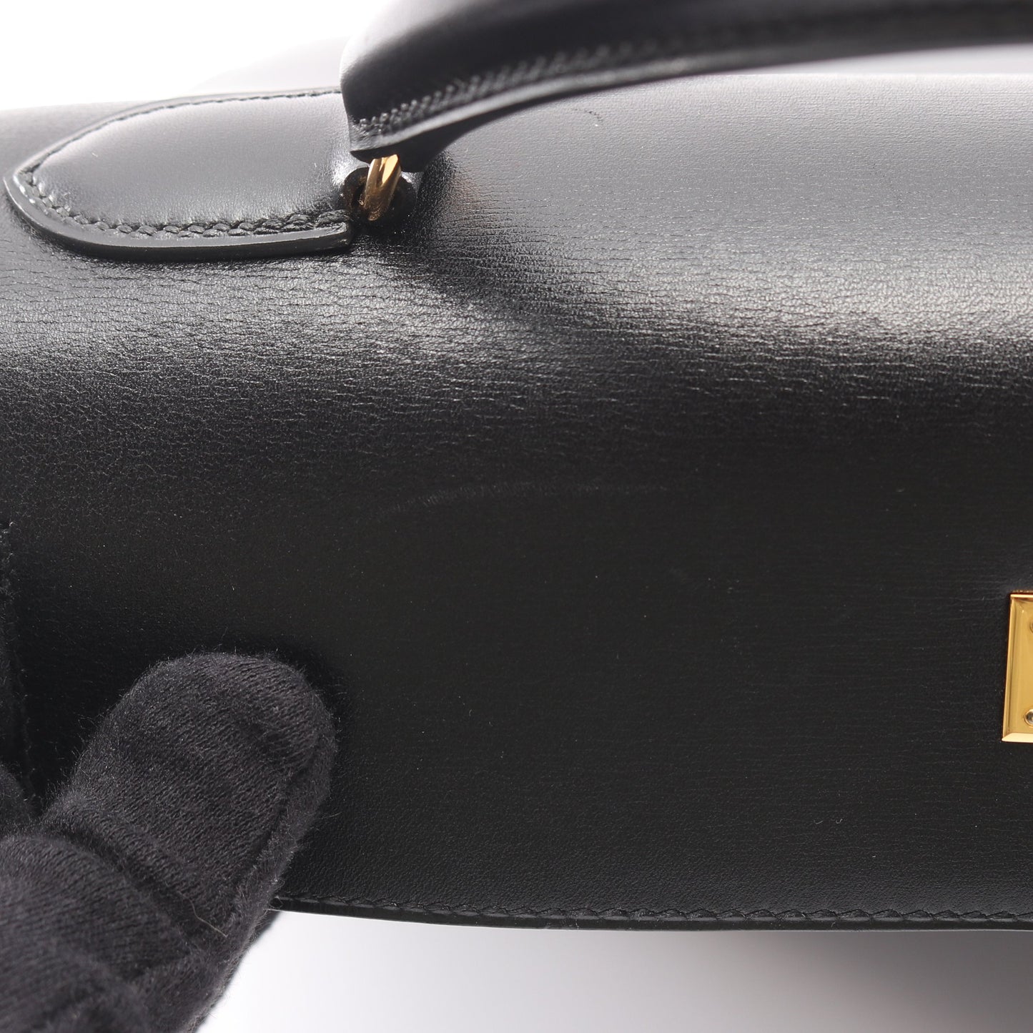 ケリー32 2WAY 外縫い ハンドバッグ ボックスカーフ ブラック ゴールド金具 ○A刻印 エルメス バッグ HERMES