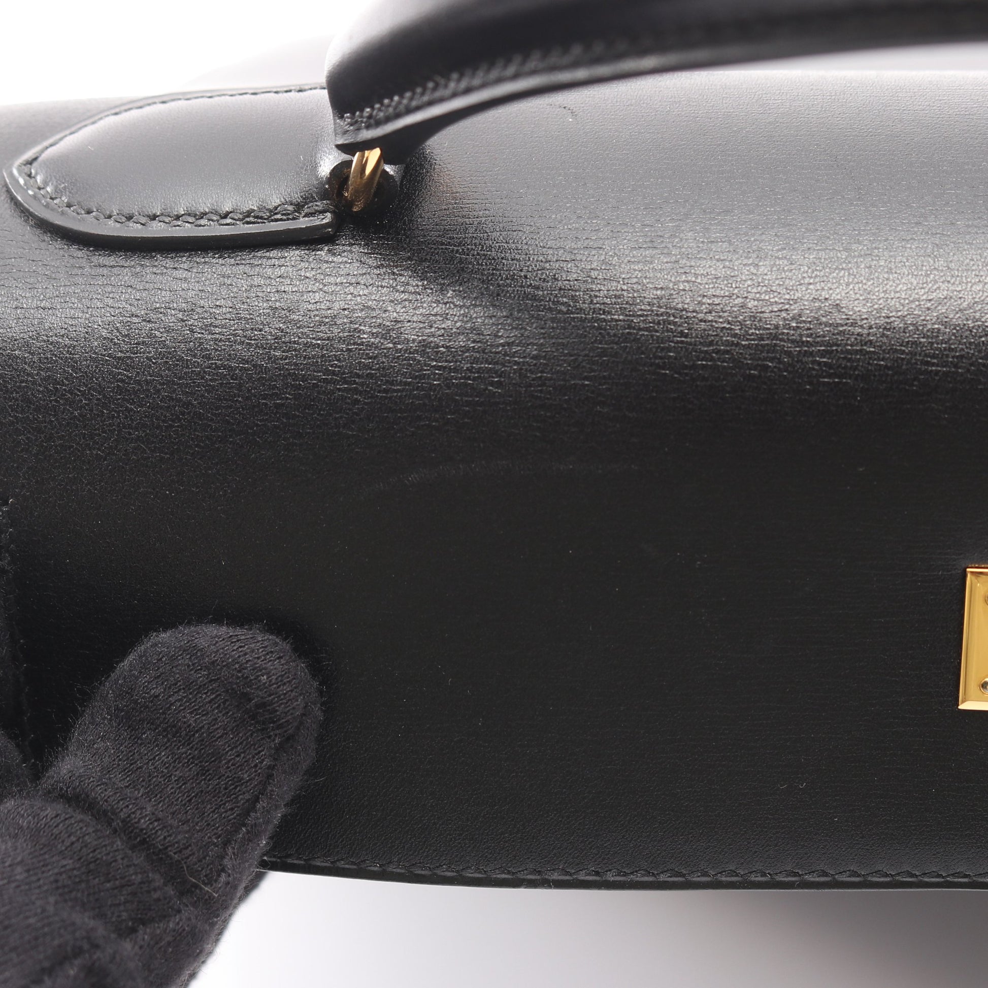 ケリー32 2WAY 外縫い ハンドバッグ ボックスカーフ ブラック ゴールド金具 ○A刻印 エルメス バッグ HERMES