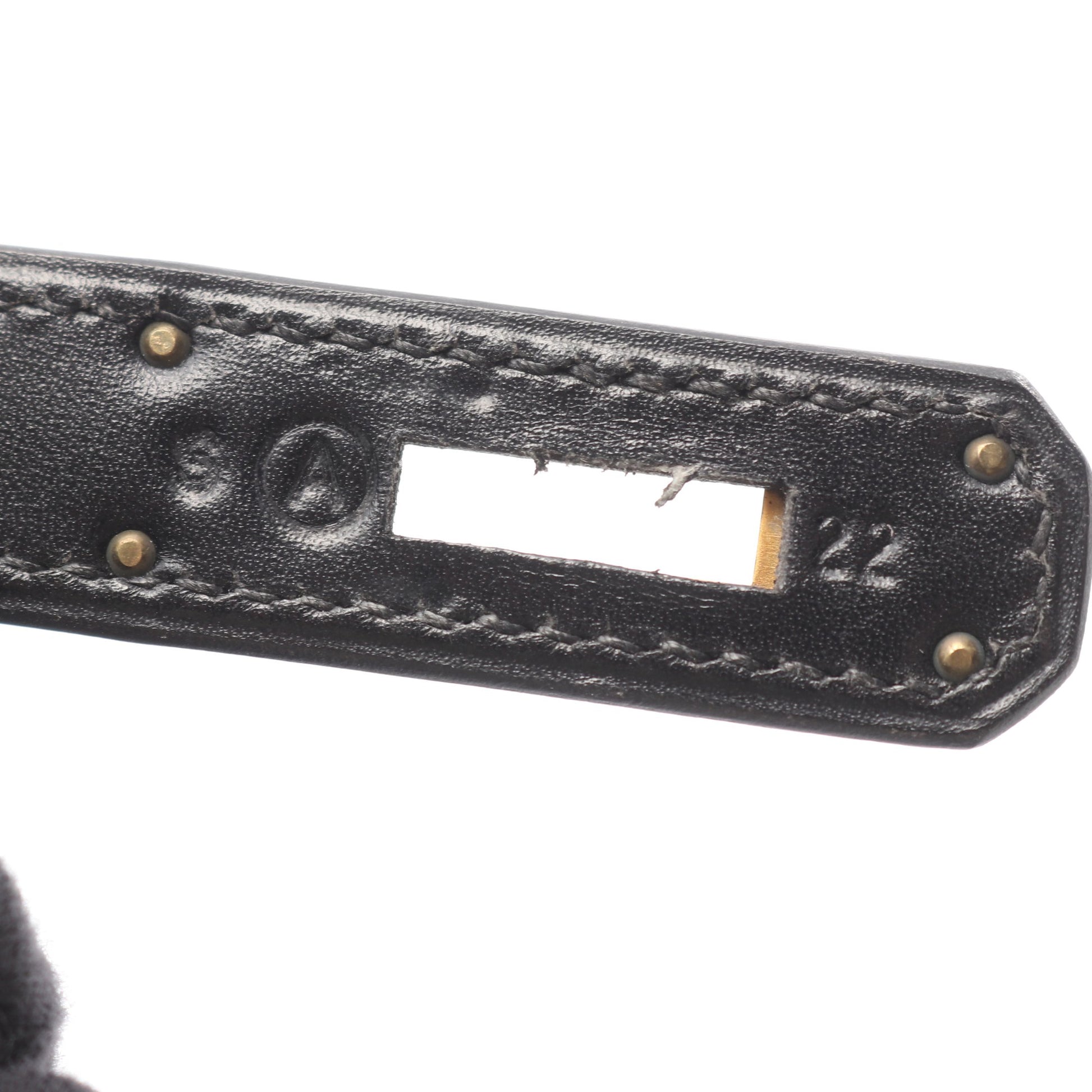 ケリー32 2WAY 外縫い ハンドバッグ ボックスカーフ ブラック ゴールド金具 ○A刻印 エルメス バッグ HERMES