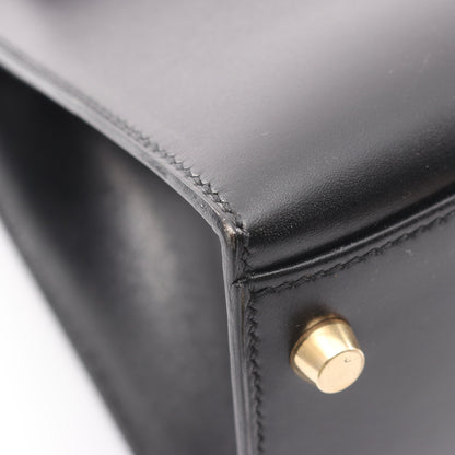 ケリー32 2WAY 外縫い ハンドバッグ ボックスカーフ ブラック ゴールド金具 ○A刻印 エルメス バッグ HERMES