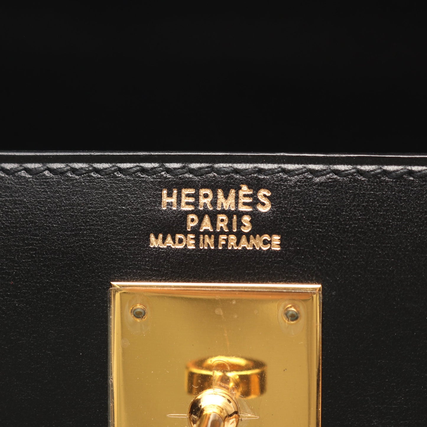 ケリー32 2WAY 外縫い ハンドバッグ ボックスカーフ ブラック ゴールド金具 ○A刻印 エルメス バッグ HERMES