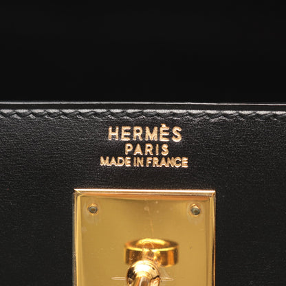 ケリー32 2WAY 外縫い ハンドバッグ ボックスカーフ ブラック ゴールド金具 ○A刻印 エルメス バッグ HERMES