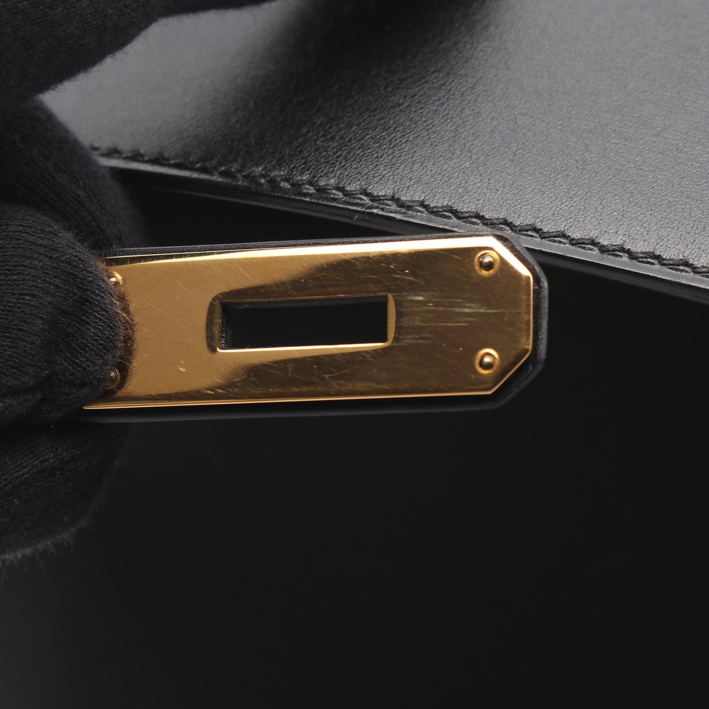 ケリー32 2WAY 外縫い ハンドバッグ ボックスカーフ ブラック ゴールド金具 ○A刻印 エルメス バッグ HERMES