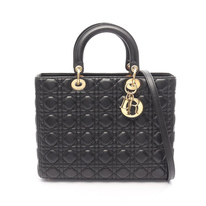 レディディオール ラージ カナージュ 2WAY ハンドバッグ レザー ブラック クリスチャンディオール バッグ Christian Dior
