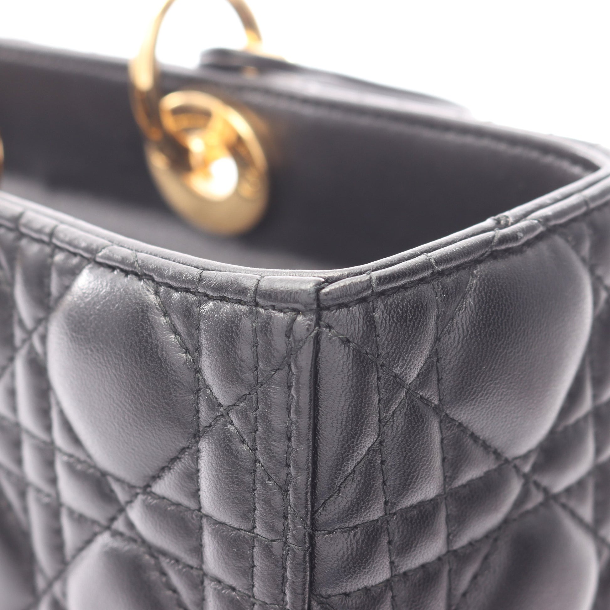 レディディオール ラージ カナージュ 2WAY ハンドバッグ レザー ブラック クリスチャンディオール バッグ Christian Dior