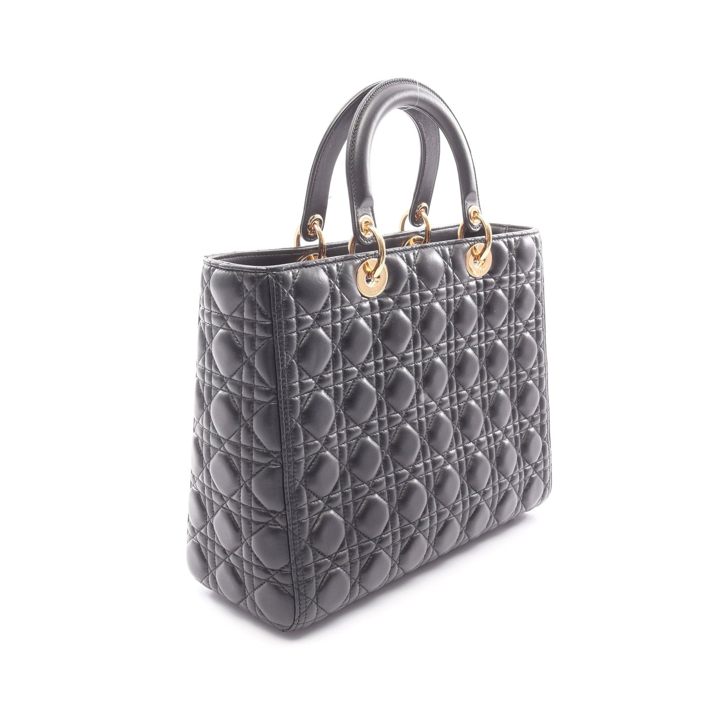 レディディオール ラージ カナージュ 2WAY ハンドバッグ レザー ブラック クリスチャンディオール バッグ Christian Dior