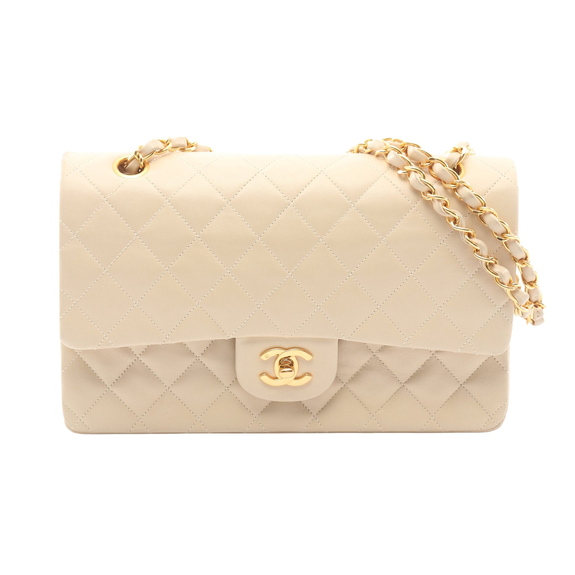 マトラッセ Wフラップ Wチェーンショルダーバッグ ラムスキン アイボリー ゴールド金具 シャネル バッグ CHANEL