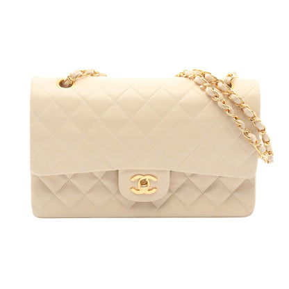 マトラッセ Wフラップ Wチェーンショルダーバッグ ラムスキン アイボリー ゴールド金具 シャネル バッグ CHANEL