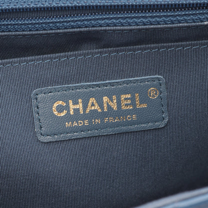 Vステッチ シェブロン フルフラップ Wチェーンショルダーバッグ ラムスキン ブルー ゴールド金具 シャネル バッグ CHANEL