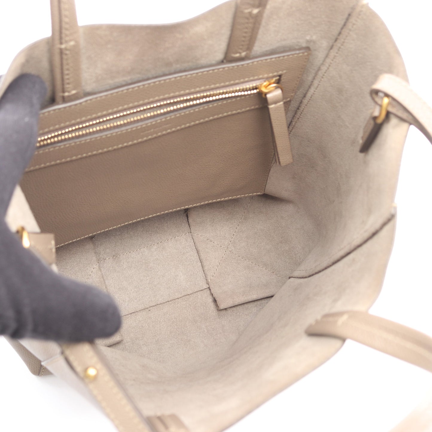 バーティカル スモール カバ 2WAY ハンドバッグ トートバッグ レザー グレーベージュ セリーヌ バッグ CELINE