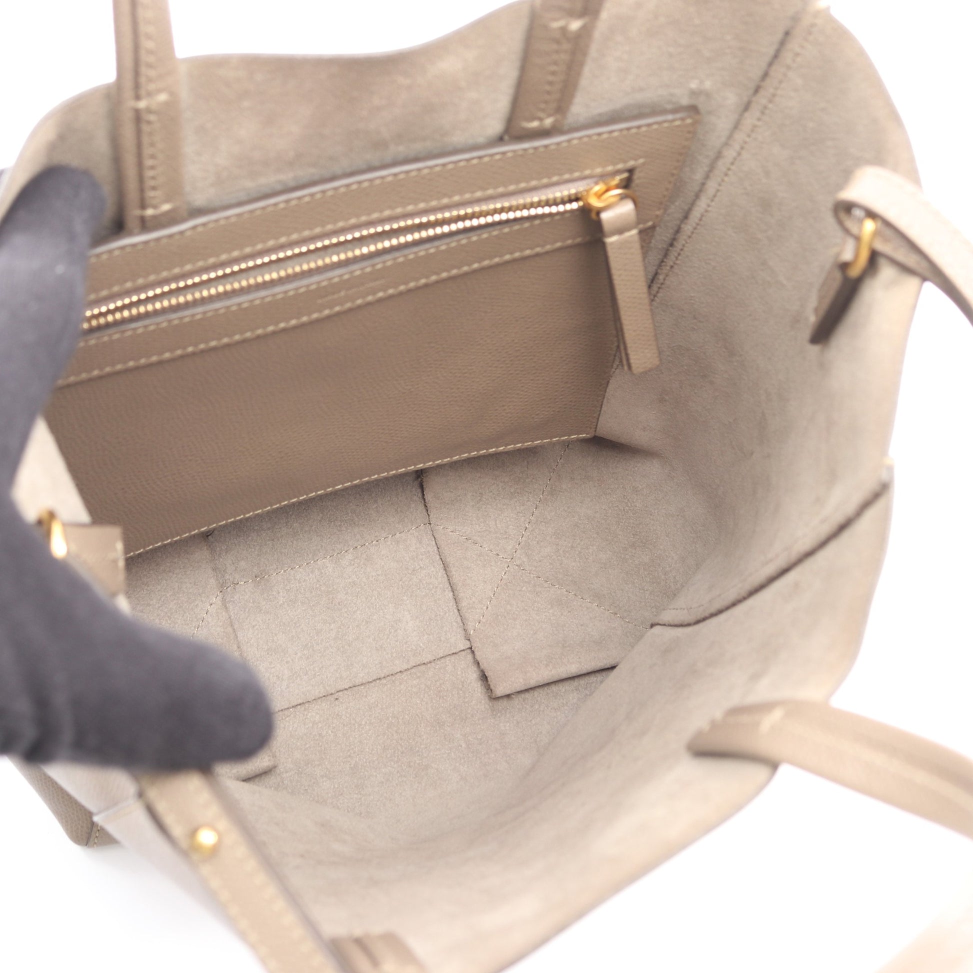 バーティカル スモール カバ 2WAY ハンドバッグ トートバッグ レザー グレーベージュ セリーヌ バッグ CELINE