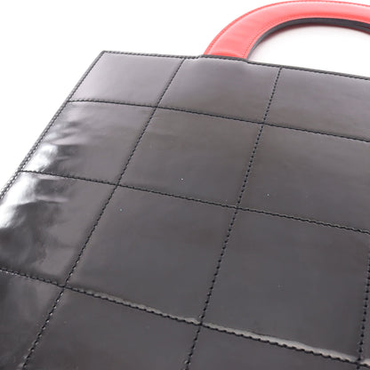 ココシャネル マドモアゼル チョコバー ブラック金具 ハンドバッグ トートバッグ エナメルレザー レザー レッド マルチカラー シャネル バッグ CHANEL