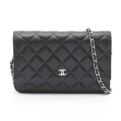 マトラッセ チェーンウォレット キャビアスキン ブラック シルバー金具 シャネル バッグ CHANEL