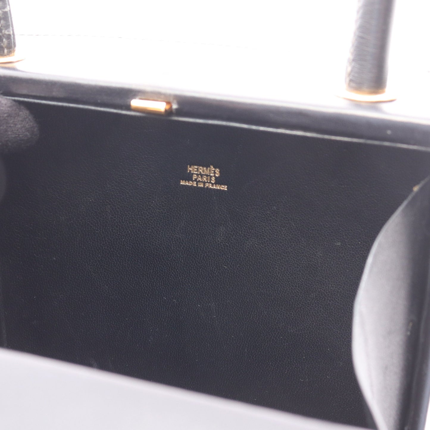 カデナ ケリー ハンドバッグ ボックスカーフ ブラック ゴールド金具 エルメス バッグ HERMES