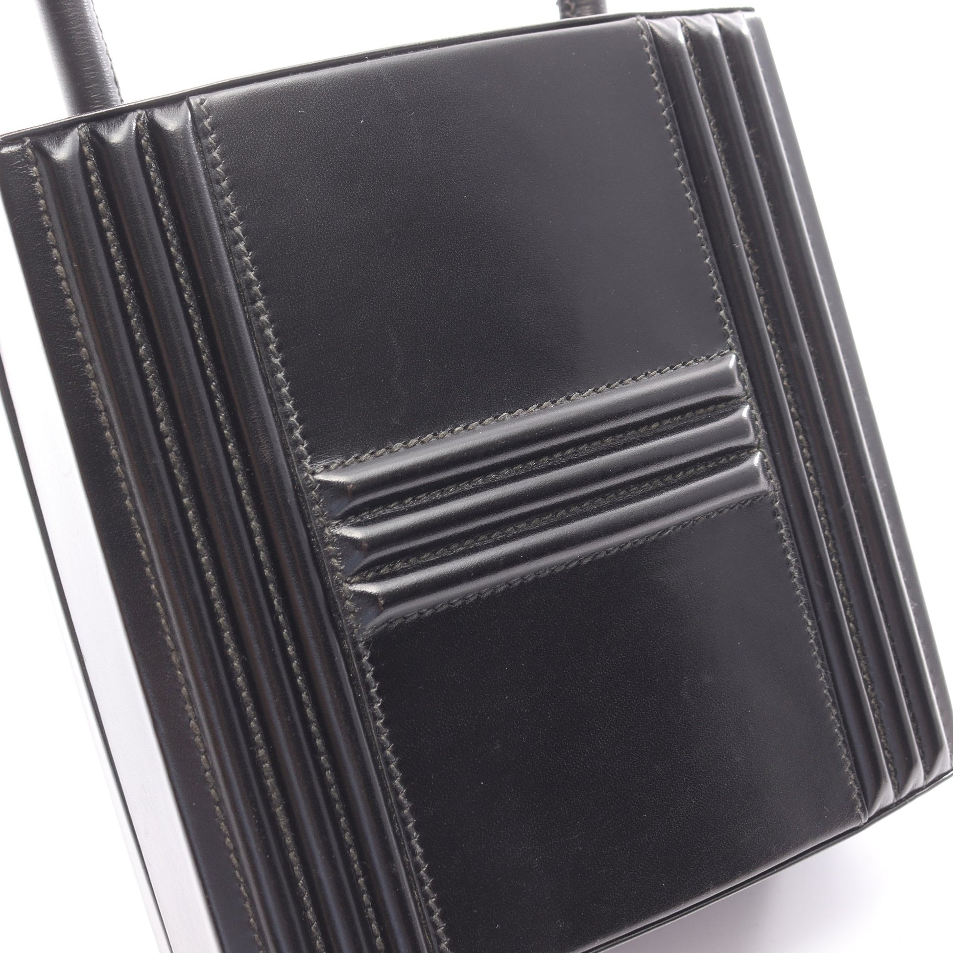 カデナ ケリー ハンドバッグ ボックスカーフ ブラック ゴールド金具 エルメス バッグ HERMES