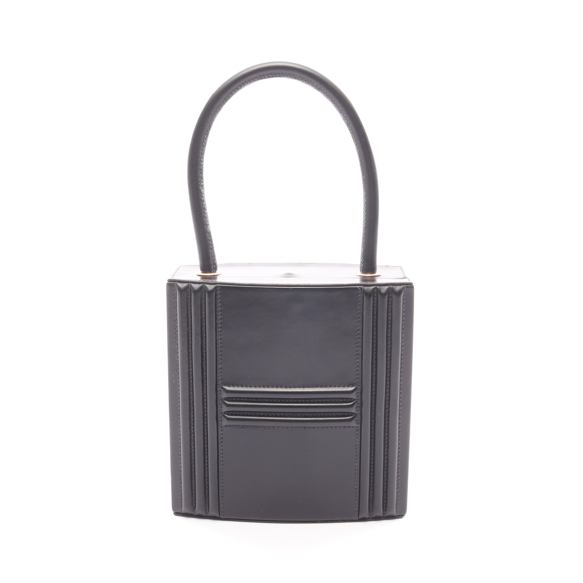 カデナ ケリー ハンドバッグ ボックスカーフ ブラック ゴールド金具 エルメス バッグ HERMES