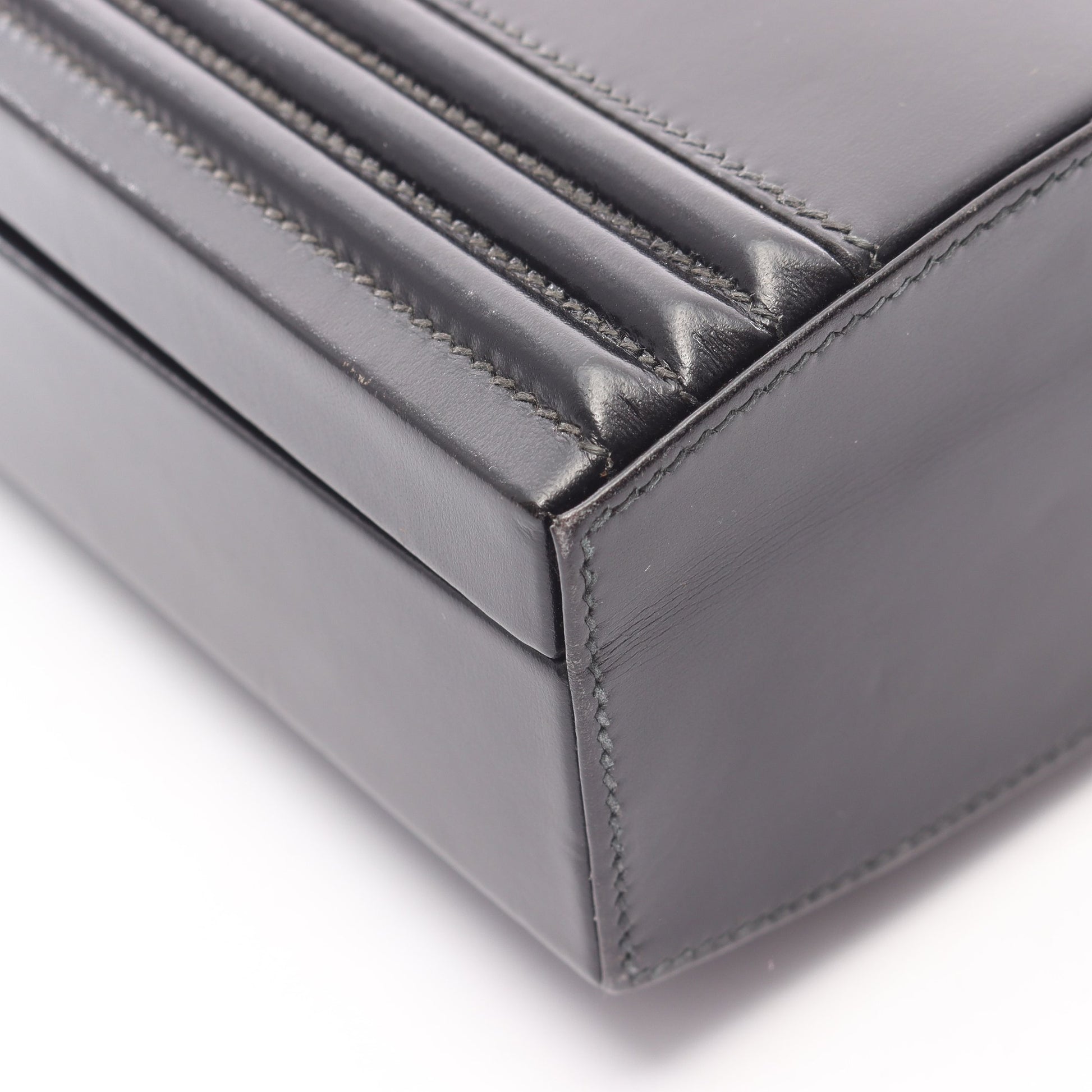 カデナ ケリー ハンドバッグ ボックスカーフ ブラック ゴールド金具 エルメス バッグ HERMES