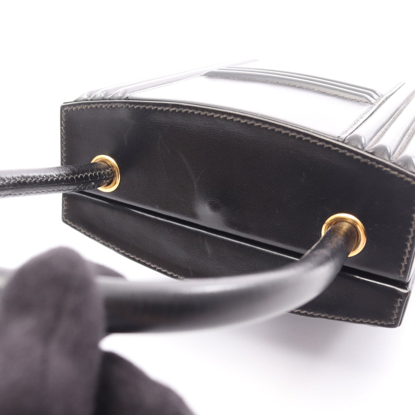 カデナ ケリー ハンドバッグ ボックスカーフ ブラック ゴールド金具 エルメス バッグ HERMES