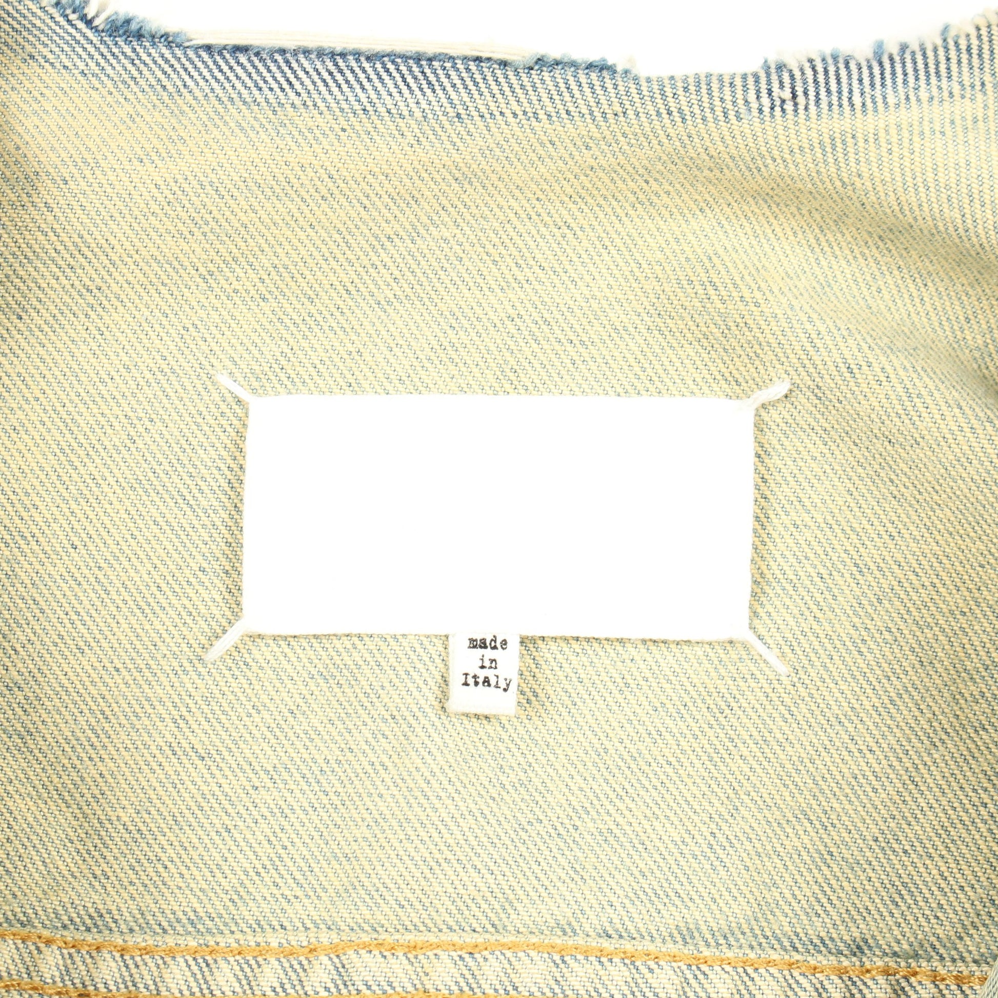 ダメージ加工 カットオフ クロップド デニムジャケット コットン ブルー イエロー メゾンマルジェラ アウター Maison Margiela