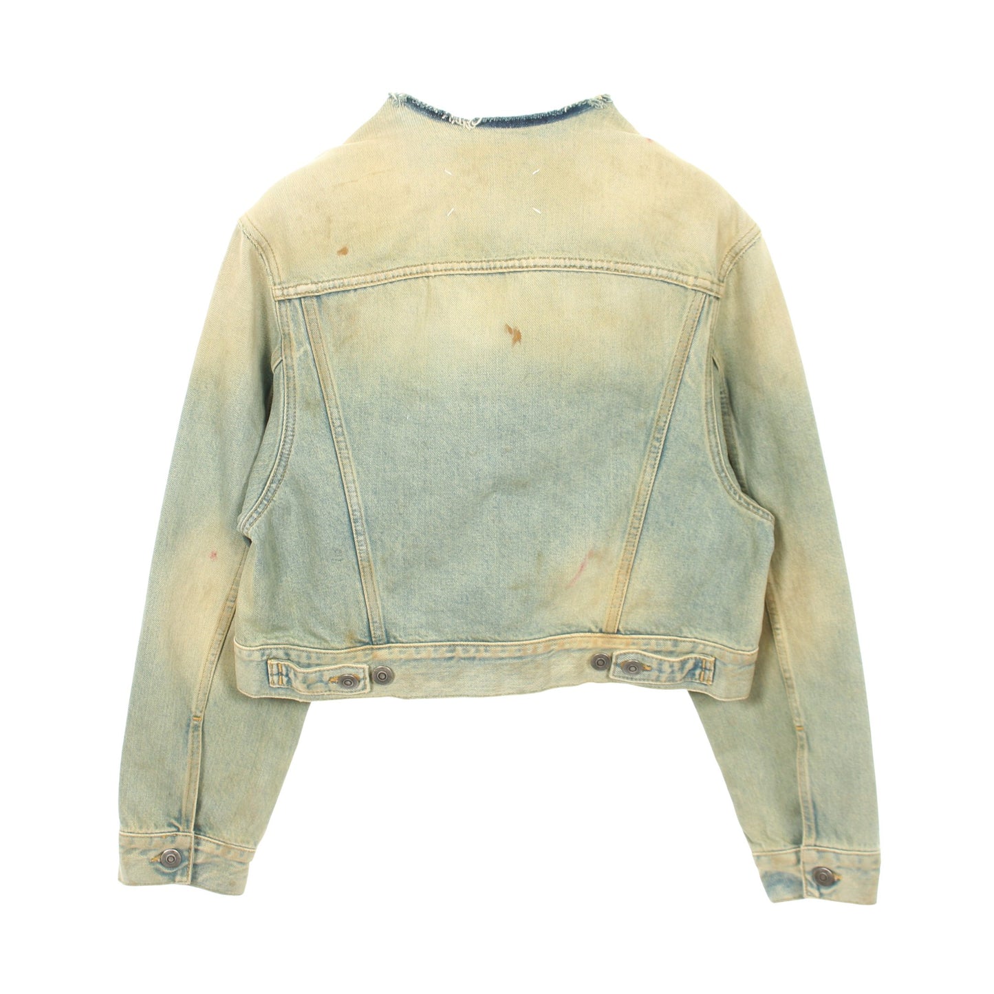 ダメージ加工 カットオフ クロップド デニムジャケット コットン ブルー イエロー メゾンマルジェラ アウター Maison Margiela