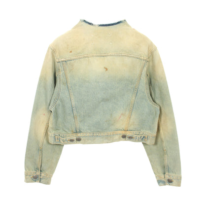 ダメージ加工 カットオフ クロップド デニムジャケット コットン ブルー イエロー メゾンマルジェラ アウター Maison Margiela