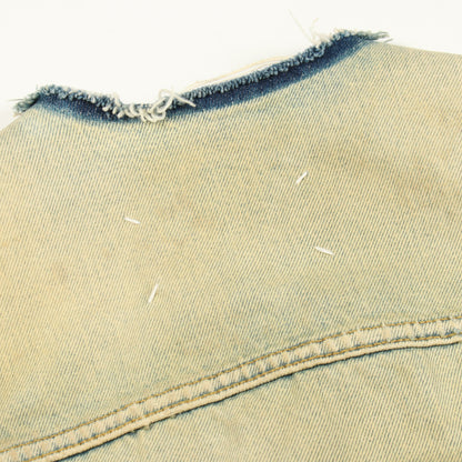 ダメージ加工 カットオフ クロップド デニムジャケット コットン ブルー イエロー メゾンマルジェラ アウター Maison Margiela
