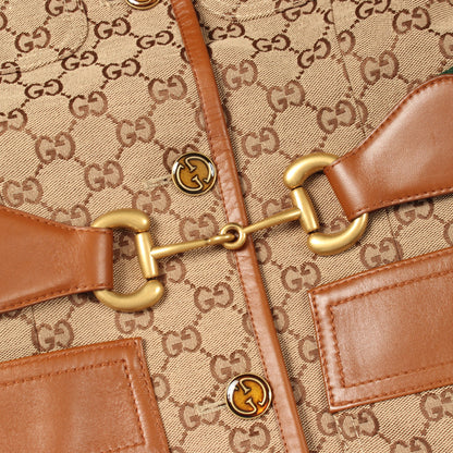 GGキャンバス シェリーライン ホースビット ジャケット コットン ベージュ ライトブラウン グッチ アウター GUCCI