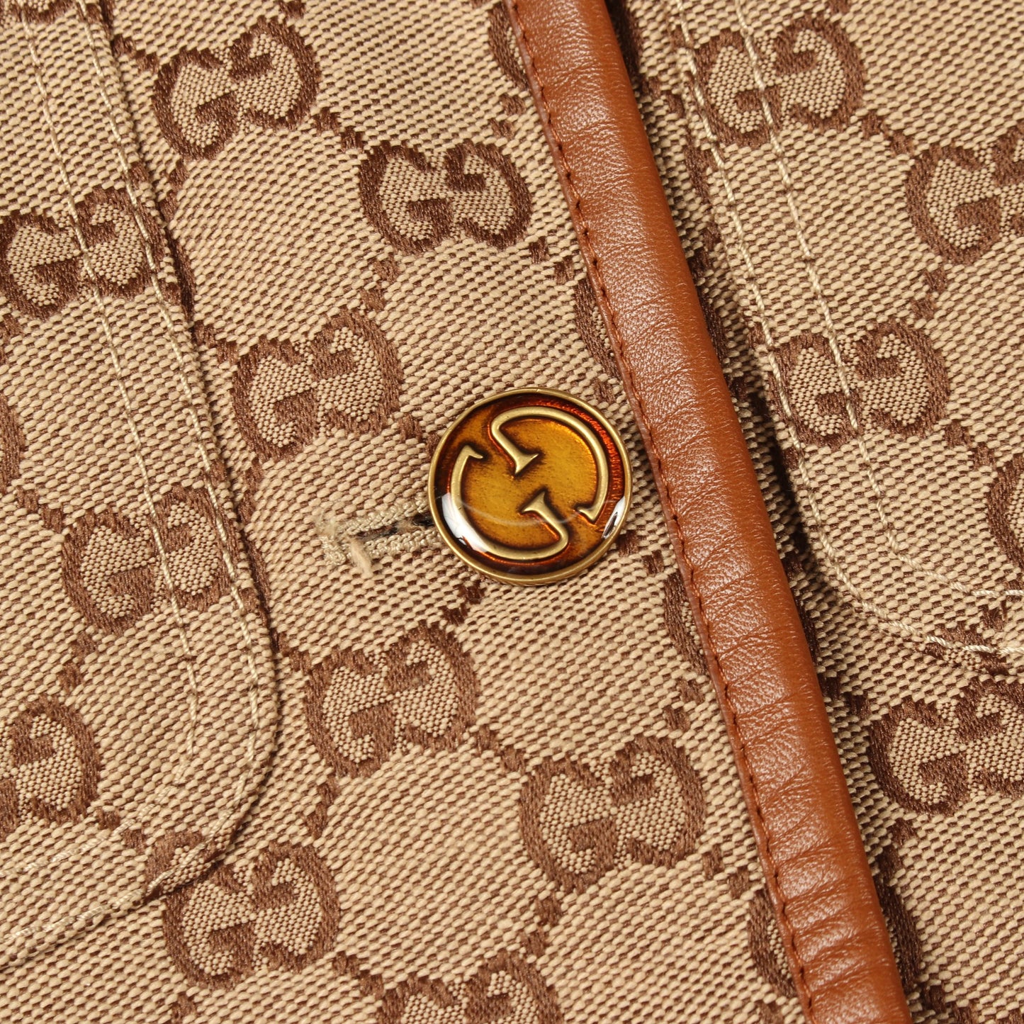 GGキャンバス シェリーライン ホースビット ジャケット コットン ベージュ ライトブラウン グッチ アウター GUCCI