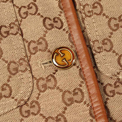 GGキャンバス シェリーライン ホースビット ジャケット コットン ベージュ ライトブラウン グッチ アウター GUCCI