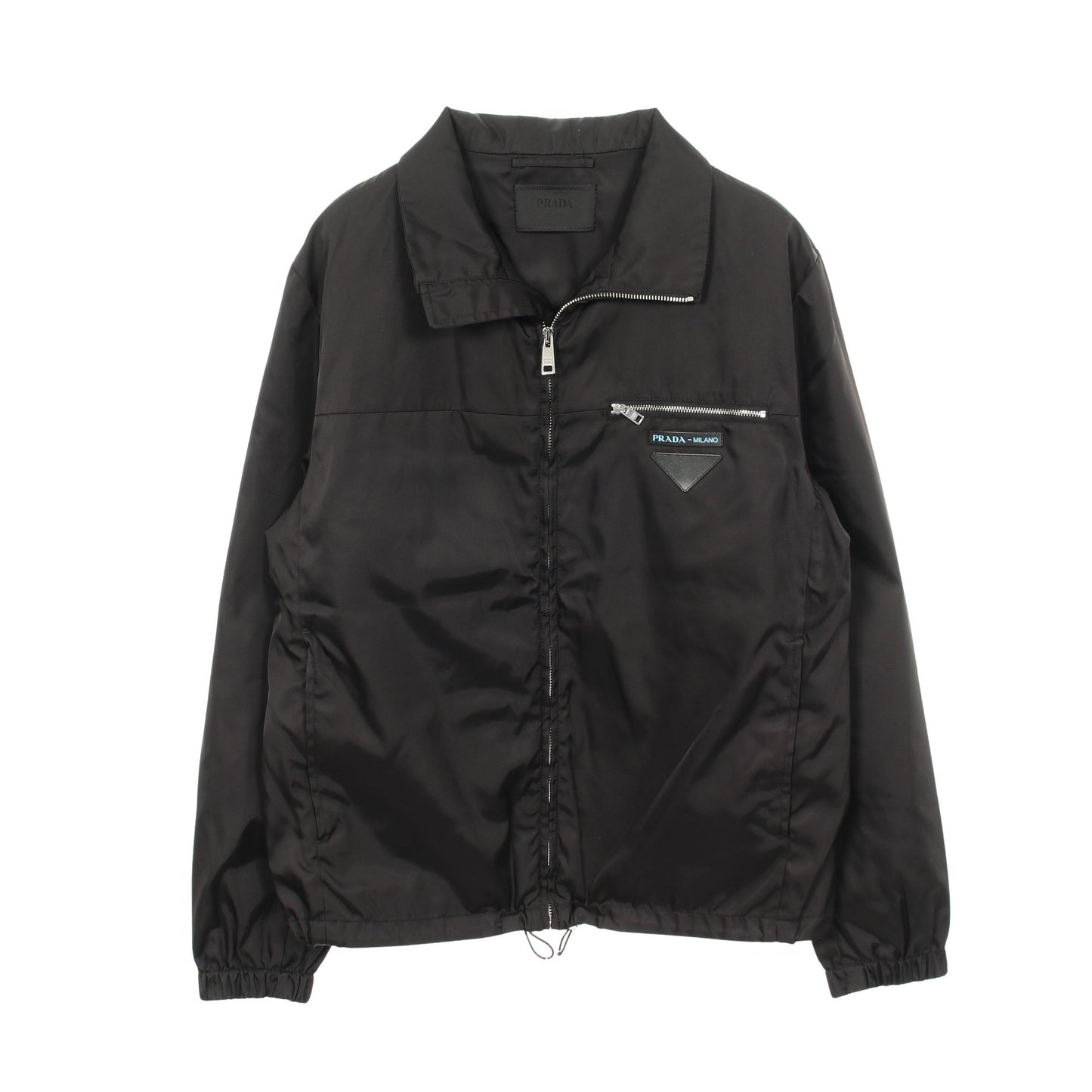 トライアングルパッチ ジップアップ ジャケット ナイロン ブラック プラダ アウター PRADA