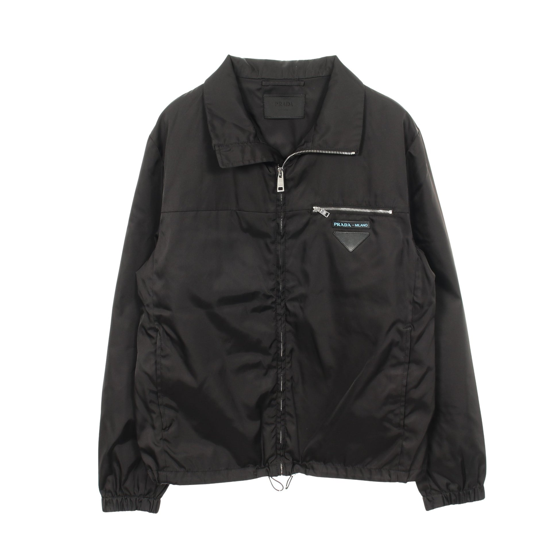 トライアングルパッチ ジップアップ ジャケット ナイロン ブラック プラダ アウター PRADA