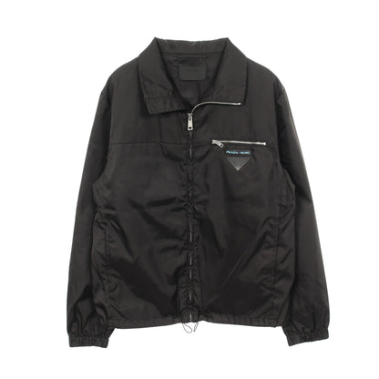 トライアングルパッチ ジップアップ ジャケット ナイロン ブラック プラダ アウター PRADA
