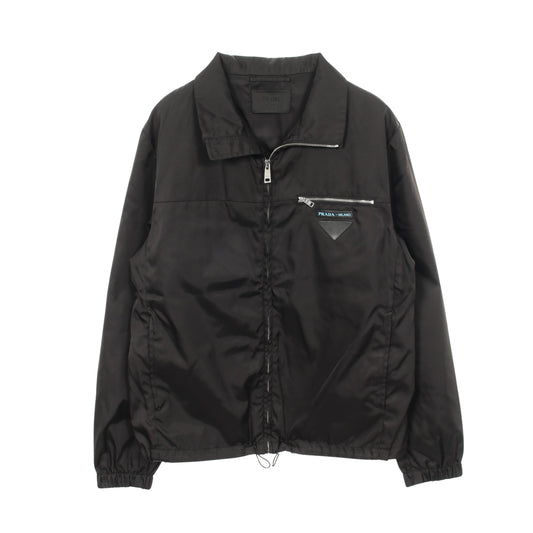 トライアングルパッチ ジップアップ ジャケット ナイロン ブラック プラダ アウター PRADA