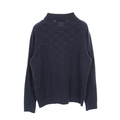 ドロップニードル モノグラム ニットジャケット ボンバージャケット レーヨン コットン ネイビー ルイヴィトン アウター LOUIS VUITTON