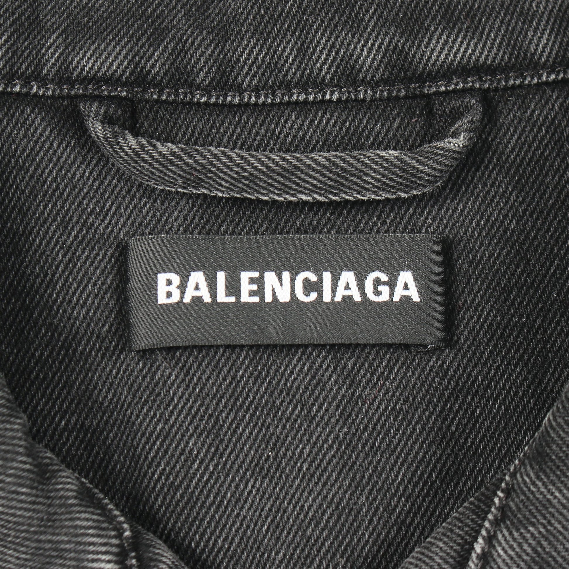 バックロゴ刺繍 デニムジャケット コットン ブラック バレンシアガ アウター BALENCIAGA