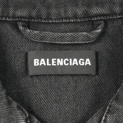 バックロゴ刺繍 デニムジャケット コットン ブラック バレンシアガ アウター BALENCIAGA