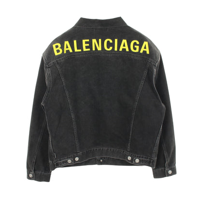バックロゴ刺繍 デニムジャケット コットン ブラック バレンシアガ アウター BALENCIAGA