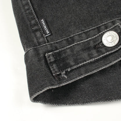 バックロゴ刺繍 デニムジャケット コットン ブラック バレンシアガ アウター BALENCIAGA
