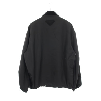 ベロア切替 ジップアップ ジャケット ウール ブラック プラダ アウター PRADA