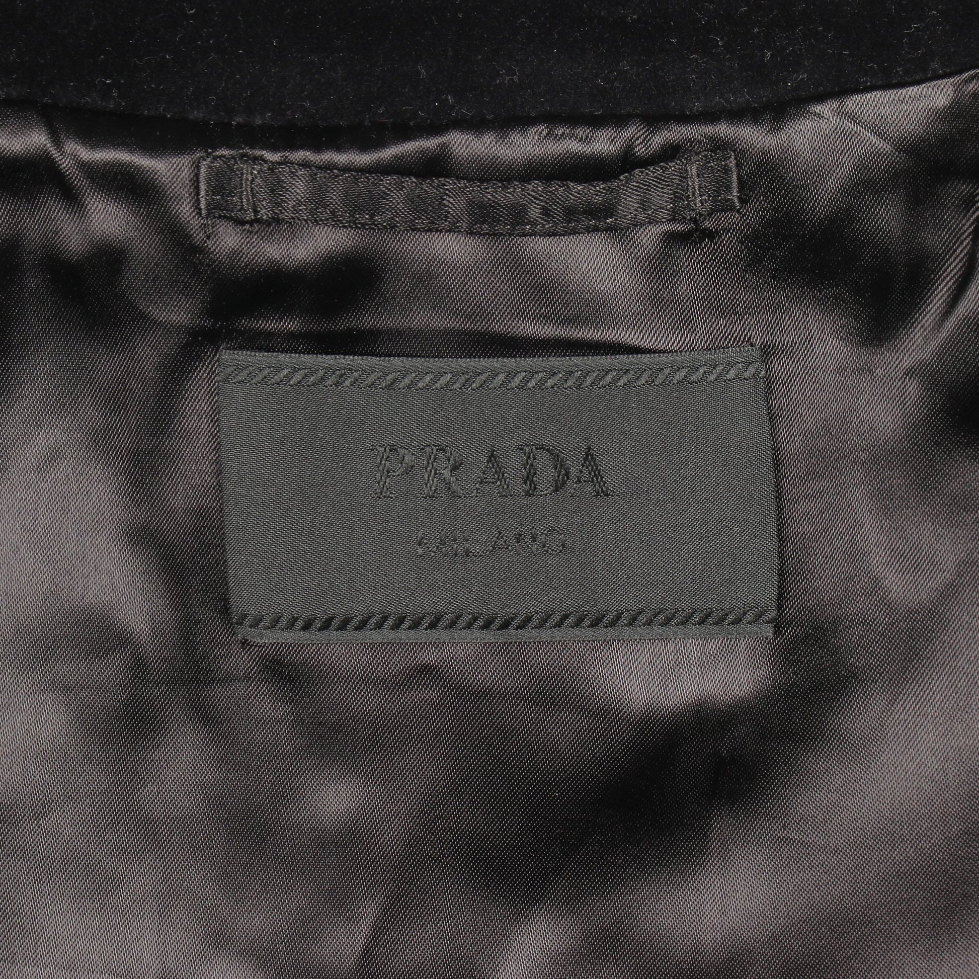 ベロア切替 ジップアップ ジャケット ウール ブラック プラダ アウター PRADA