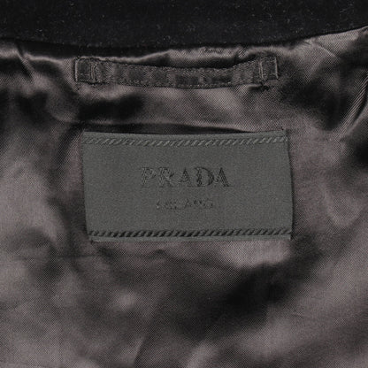 ベロア切替 ジップアップ ジャケット ウール ブラック プラダ アウター PRADA