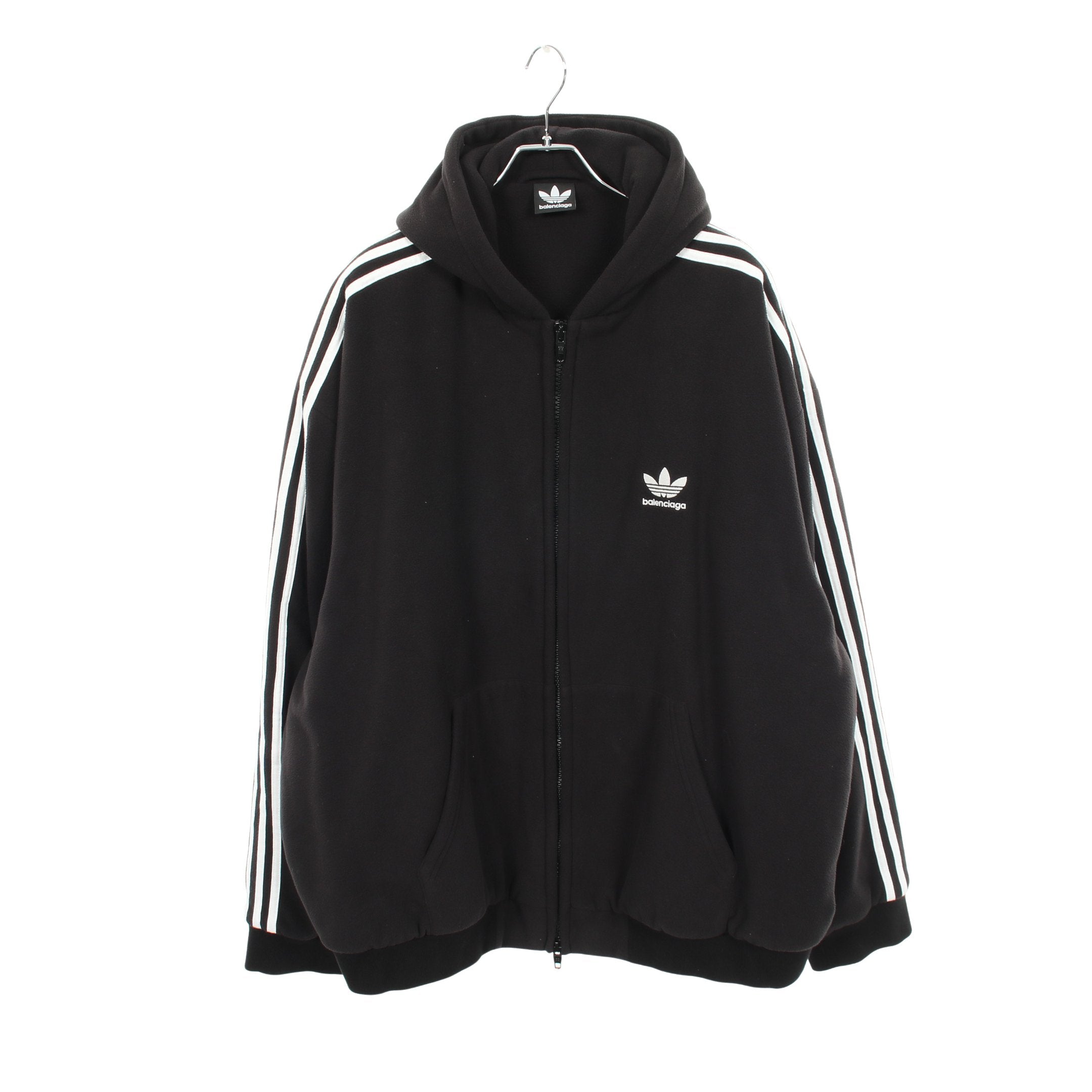 BALENCIAGA × adidas フリース ジップアップパーカー ブラック