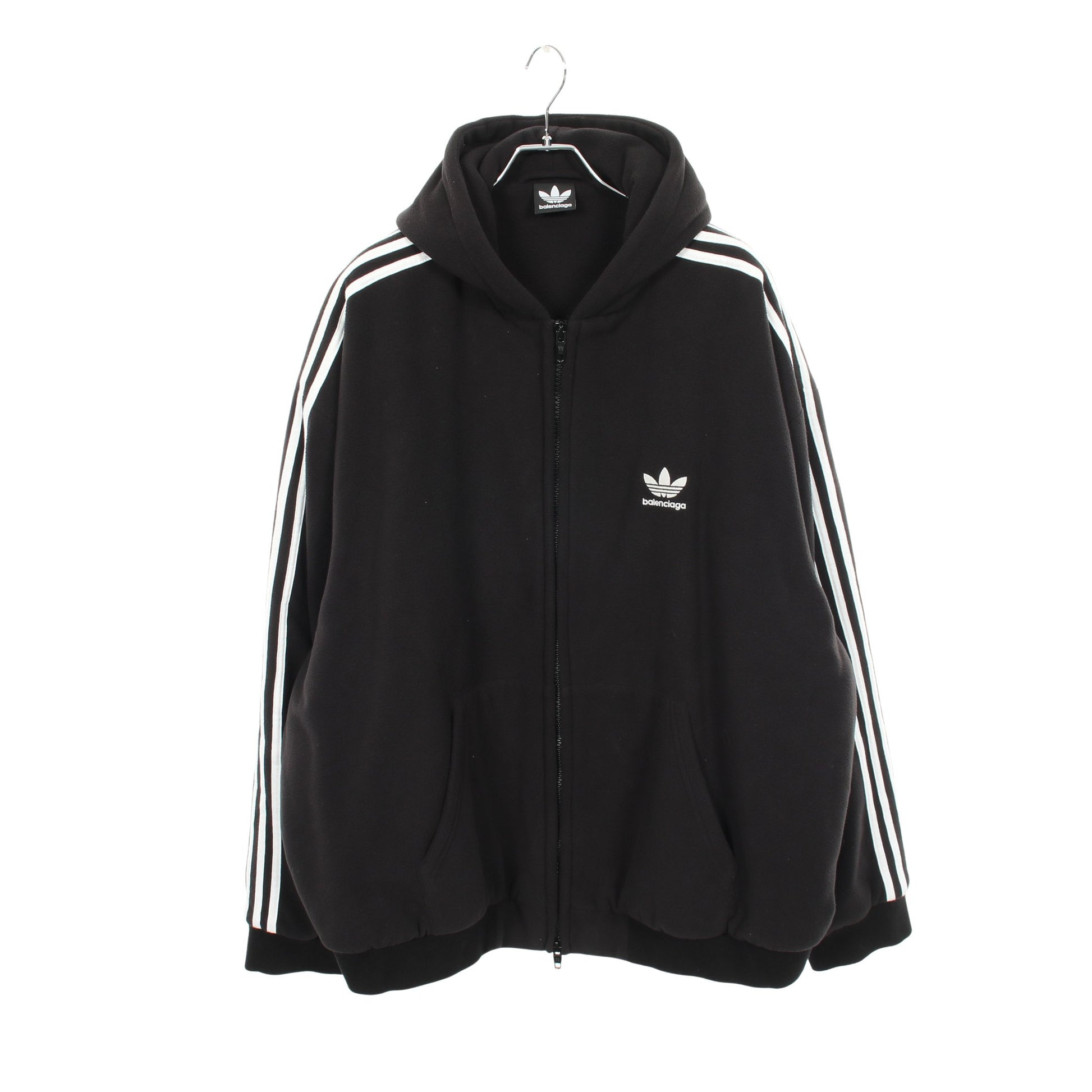 BALENCIAGA × adidas フリース ジップアップパーカー ブラック ホワイト バレンシアガ トップス BALENCIAGA