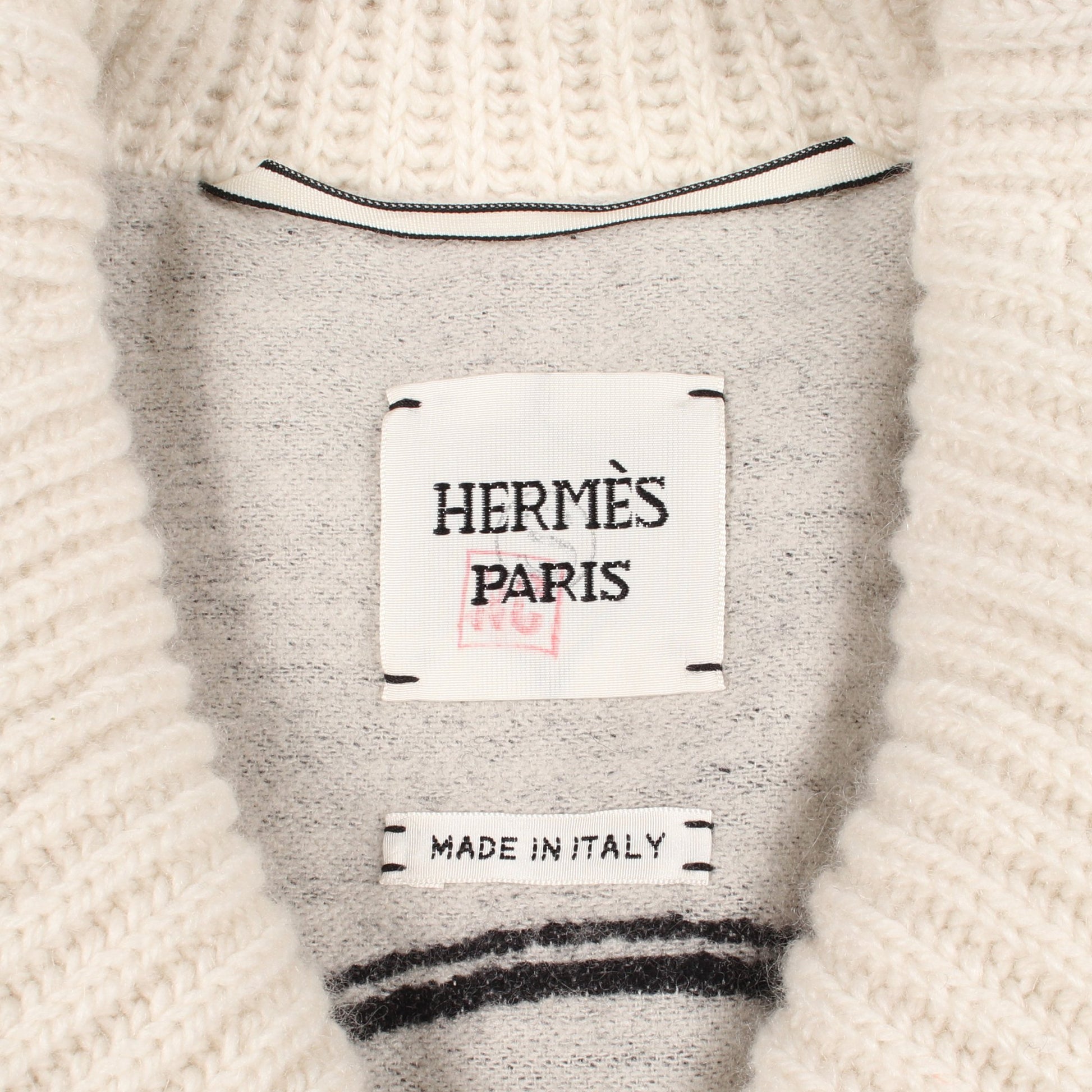 ニット切替 コート ナイロン ウール ディアスキン アイボリー エルメス アウター HERMES