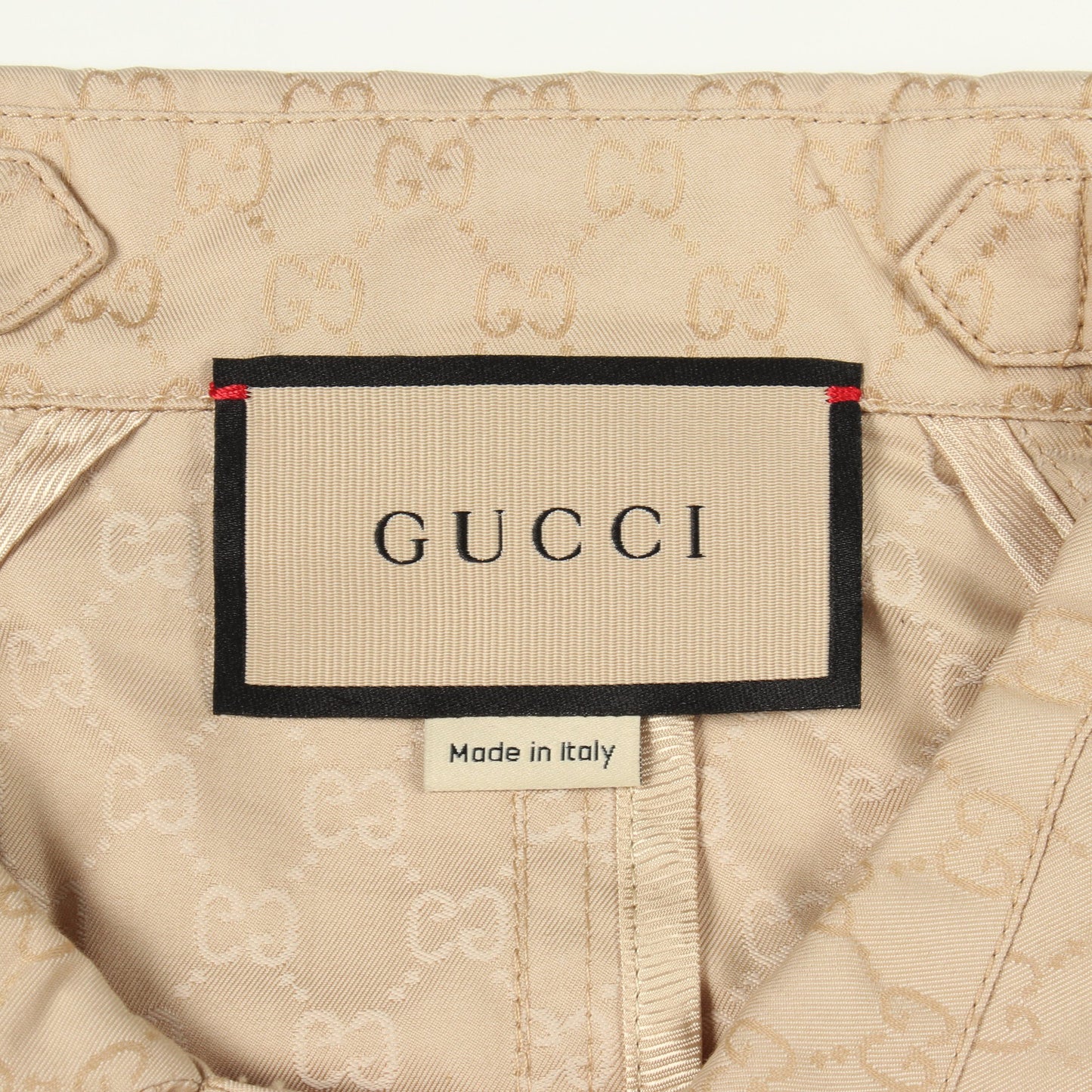 GG柄 ワイドスリーブ ロング トレンチコート コットン ナイロン ベージュ グッチ アウター GUCCI