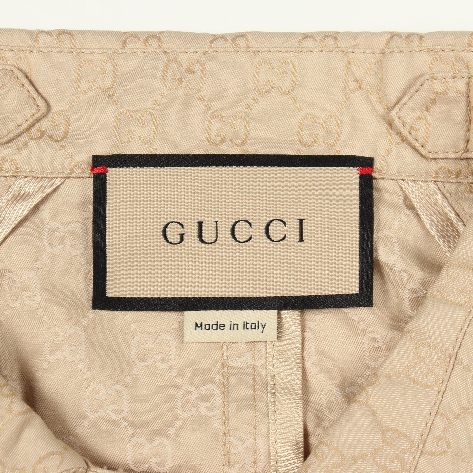 GG柄 ワイドスリーブ ロング トレンチコート コットン ナイロン ベージュ グッチ アウター GUCCI
