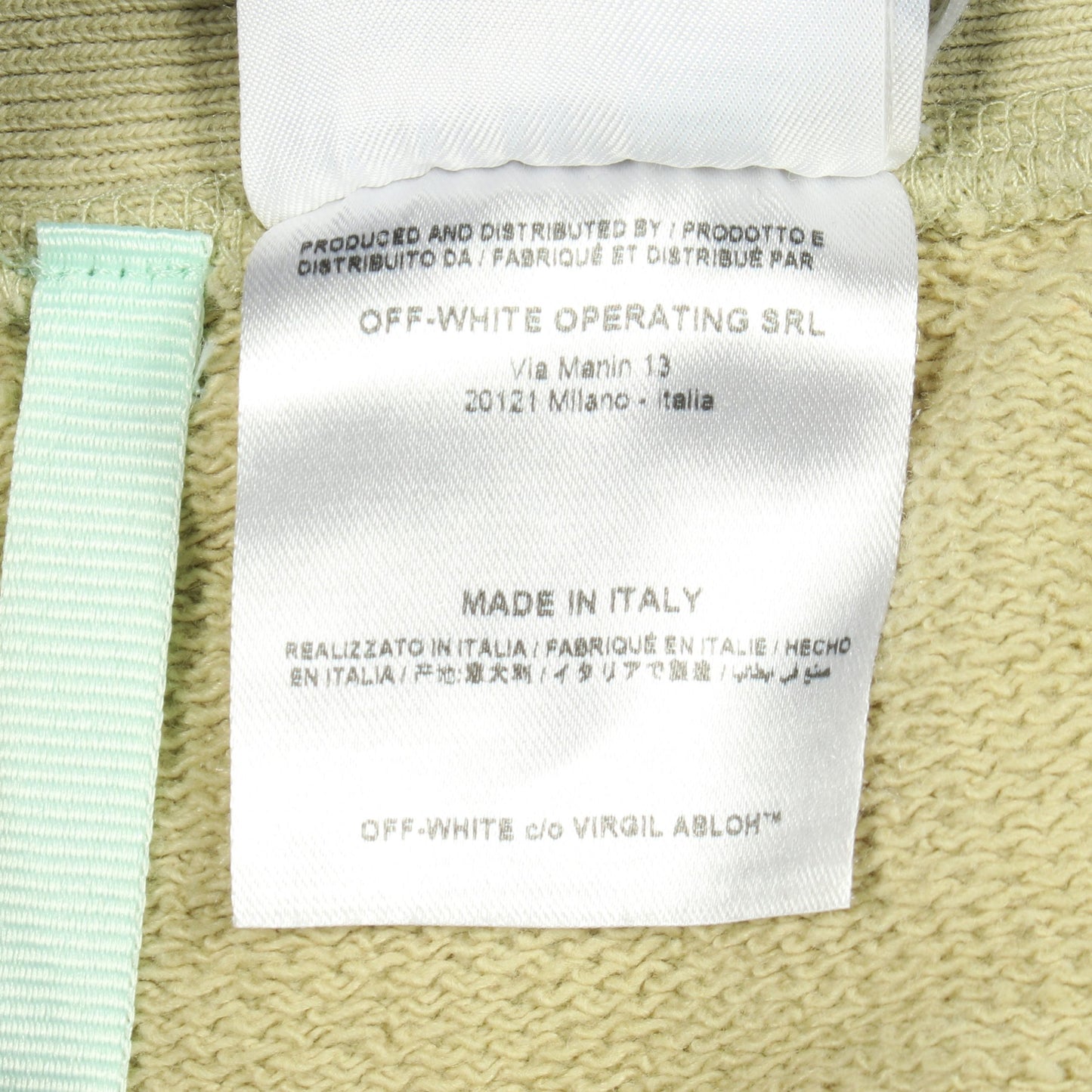 OFF-WHITE × Champion 18SS プルオーバーパーカー コットン ライトグリーン オフホワイト トップス OFF-WHITE