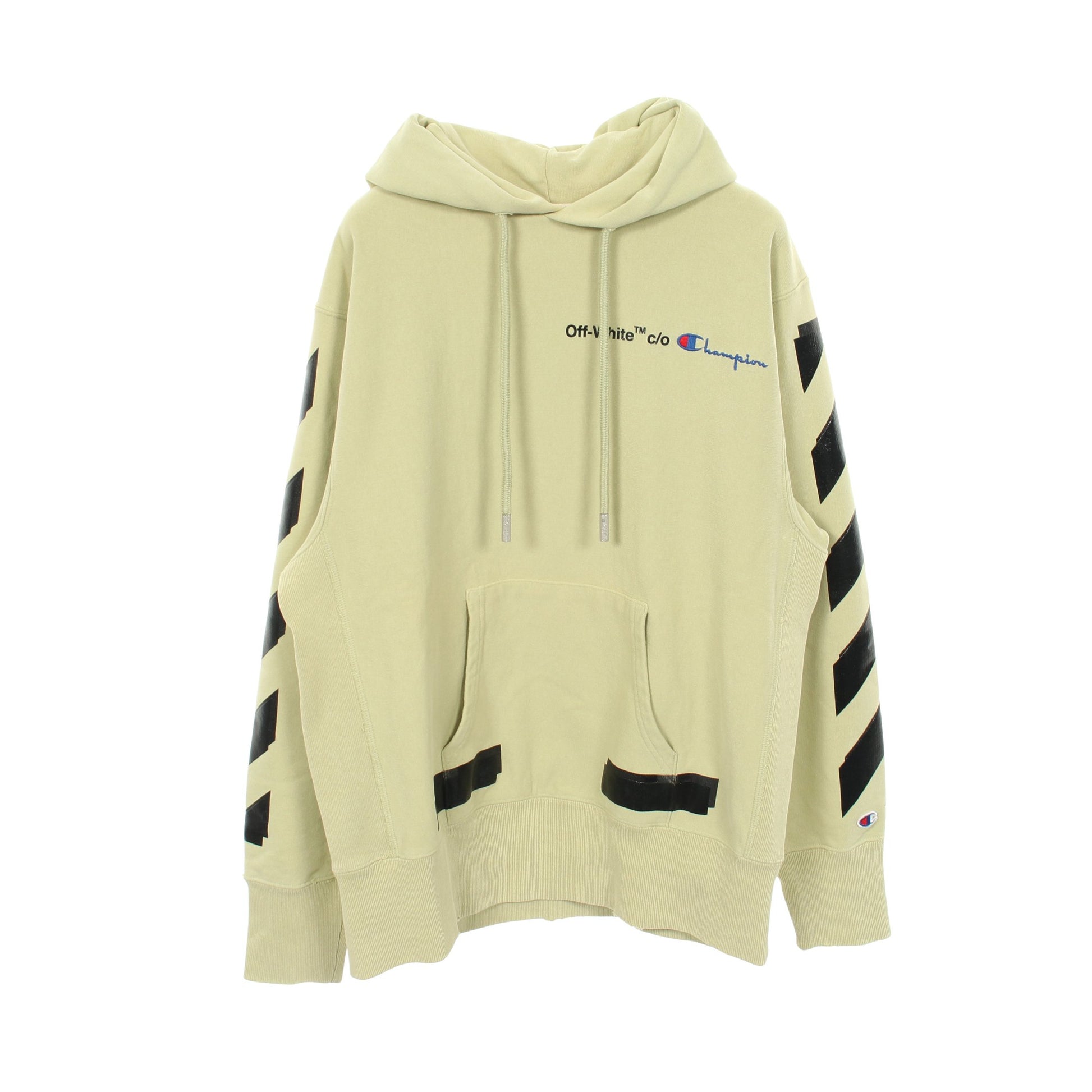 OFF-WHITE × Champion 18SS プルオーバーパーカー コットン ライトグリーン オフホワイト トップス OFF-WHITE