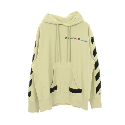 OFF-WHITE × Champion 18SS プルオーバーパーカー コットン ライトグリーン オフホワイト